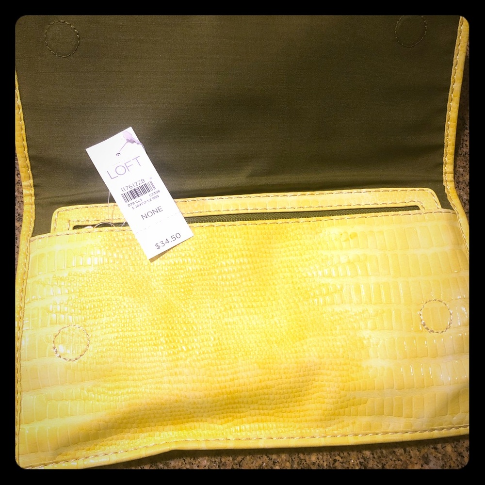 LOFT NWT crocodile embossed clutch - yellow